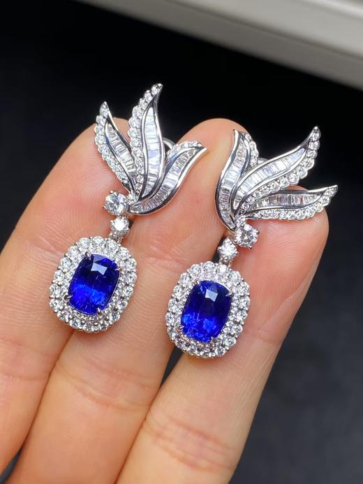 6.07ct刻面蓝宝石耳坠 商品图1