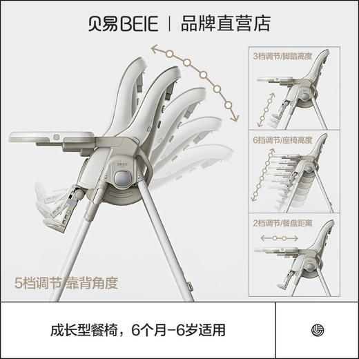 贝易贝壳餐椅宝宝成长椅儿童学坐家用吃饭餐桌椅子 BeiE新款 商品图2