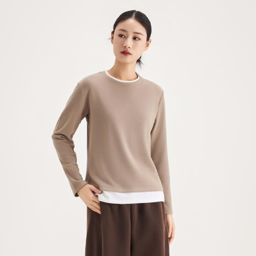 weyo 春季新款女百搭竖条假两件休闲修身打底衫上衣880083 商品图3