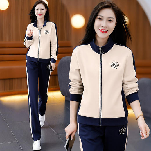 雀说运动套装女士新款立领长袖宽松显瘦外套两件套AL33018 商品图3