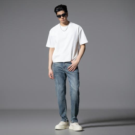 PINLI品立2025春夏新款潮牌修身水洗牛仔裤男士百搭休闲小脚长裤GD252116163 商品图4