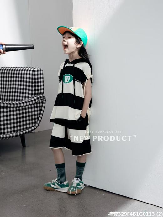  儿童节福利-实体159元【小资范】夏季0113珠地网W绿色贴布绣连帽短袖/短裤（微脏）-喜出 商品图6