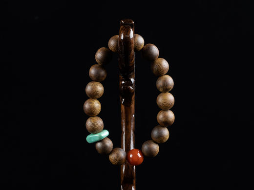 XY0105原创沉香+南红绿松石单圈手串 商品图5