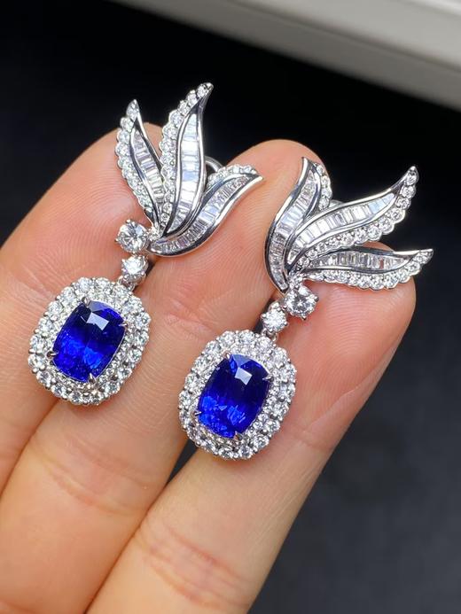 6.07ct刻面蓝宝石耳坠 商品图0