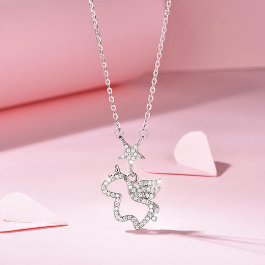 卡蒂罗/KADER 星光独角兽项链  童话浪漫满镶宝石星愿羽毛设计可调节锁骨链 小众轻奢百搭甜美可爱 商品图2