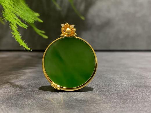 【御珠宫坊】金镶碧玉荷花吊坠 商品图0