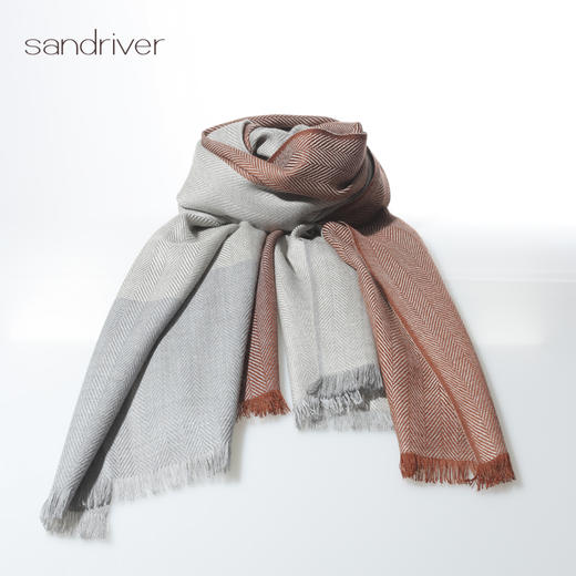 精纺人字纹羊绒围巾SJF92P809N 商品图3