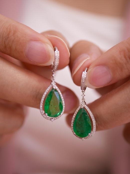 5ct刻面祖母绿耳坠 商品图0