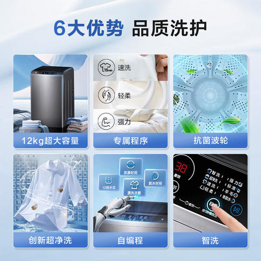 海尔（Haier）波轮洗衣机全自动12公斤大容量直驱变频家用超净洗大件洗 桶自洁 阻尼玻璃门盖 国家政府补贴 12公斤Z216超净洗洗净比1.1（超净洗）+羊毛洗+桶自洁 商品图2
