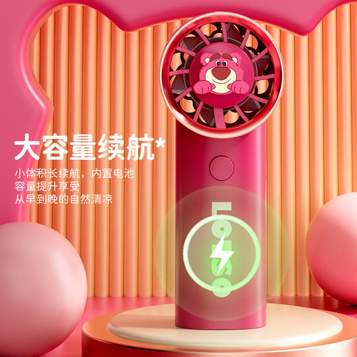 【夏日必备！迪士尼草莓熊手持风扇】USB充电，强劲内核动力，三档调节，低音低噪。小巧便携，随身携带，安心使用，大容量续航；宝宝爱不释手！ 商品图3