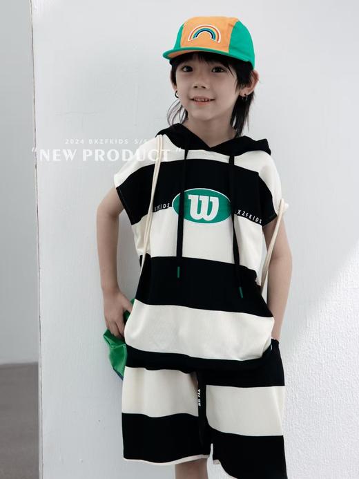  儿童节福利-实体159元【小资范】夏季0113珠地网W绿色贴布绣连帽短袖/短裤（微脏）-喜出 商品图5