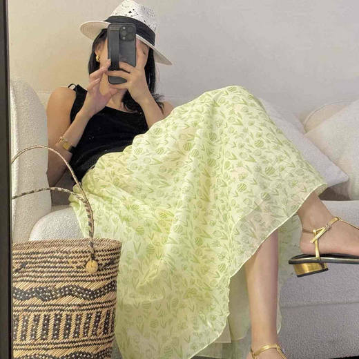 顺丰包邮洛诗琳15421夏季小清新半身裙2025新款气质百搭A字裙0379 商品图1