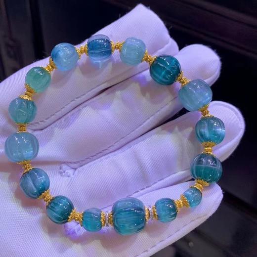 9mm-10mm单圈南瓜珠蓝碧玺手链 商品图0