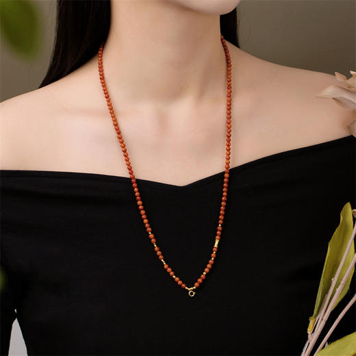 【新品首发】万能链 18k金南红玛瑙项链 新中式搭配吊坠万能链女士礼物MEMORA诗普琳MN000901 商品图2