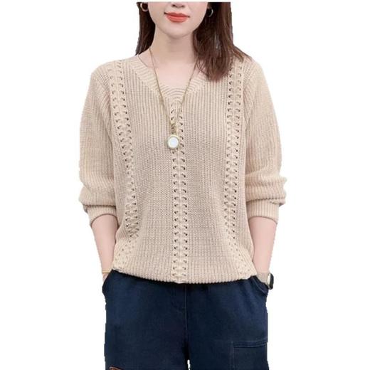 SMZ34873春季新款洋气减龄遮肉针织衫小衫复古简约百搭上衣女妈妈休闲打底 商品图4