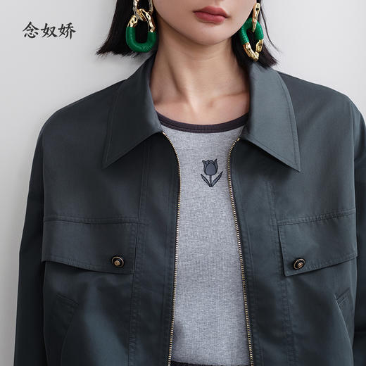 【商场同款】CNJ5373 “miu系夹克”  石墨灰色猎装夹克  短外套 商品图3