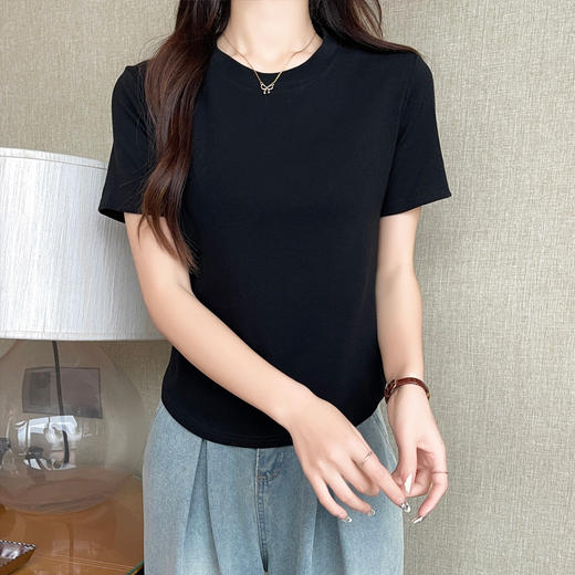 【热卖中！69/任选两件】正肩u领短袖t恤女外穿夏季新款纯棉弹力修身百搭打底爆款体恤短袖上衣。ry 商品图11