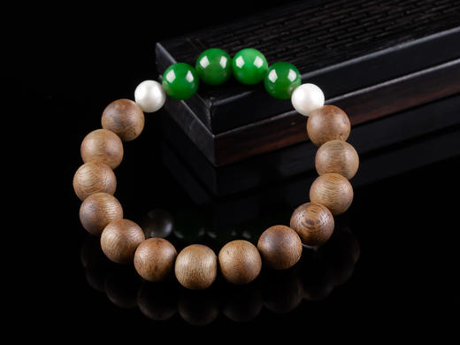 XY0275原创沉香+碧玉珍珠单圈手串 商品图3