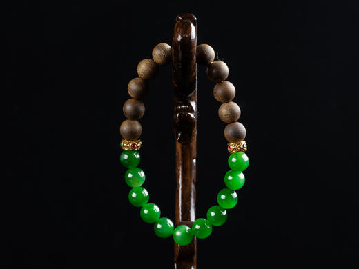 XY0038原创沉香+碧玉18K金对称款手串 商品图6