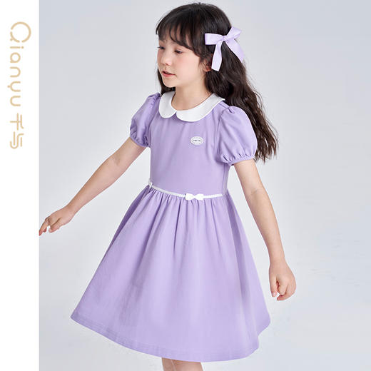 笛莎千与2025夏季新款女童甜美芭蕾风翻领针织连衣裙 商品图2