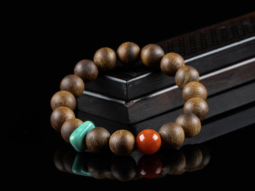 XY0105原创沉香+南红绿松石单圈手串 商品图2