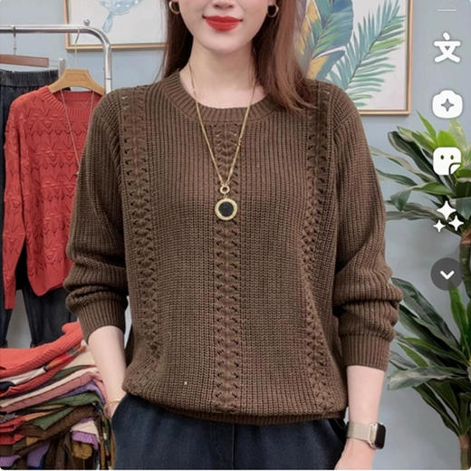 SMZ34873春季新款洋气减龄遮肉针织衫小衫复古简约百搭上衣女妈妈休闲打底 商品图3