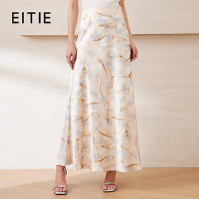 EITIE爱特爱高级感垂坠缎面晕染印花开叉长裙半身裙夏季新款B2506602