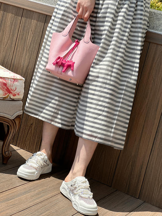 westory真皮厚底增高网面老爹鞋女款2023夏季新款高级感圆头穆勒拖56151 商品图5