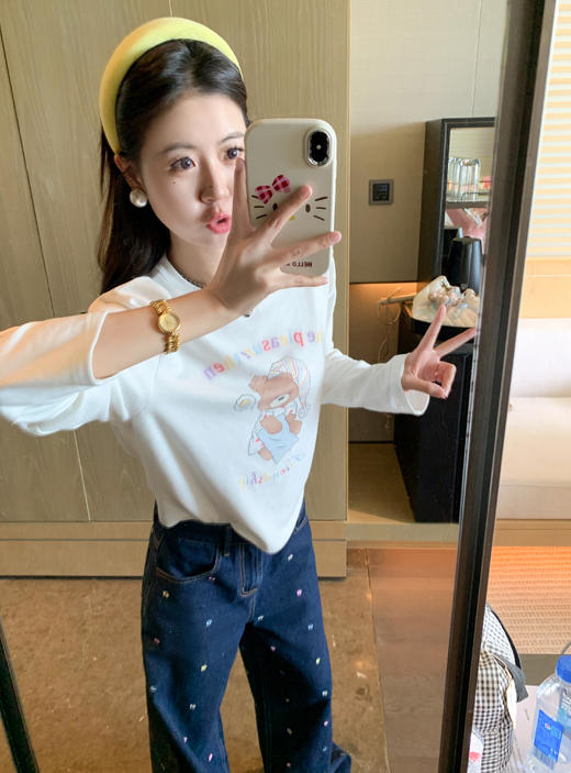 【149元任选2件】 现货！小熊印花宽松长袖T恤 商品图7