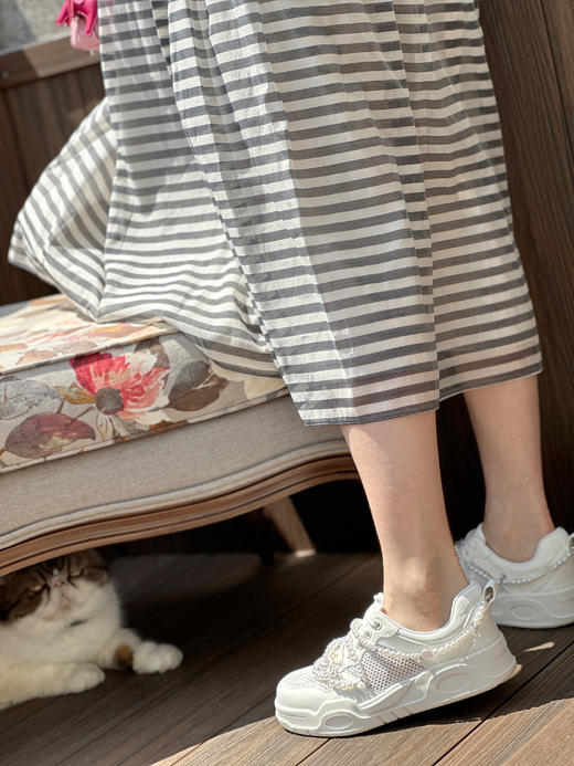 westory真皮厚底增高网面老爹鞋女款高级感圆头运动56141 商品图3