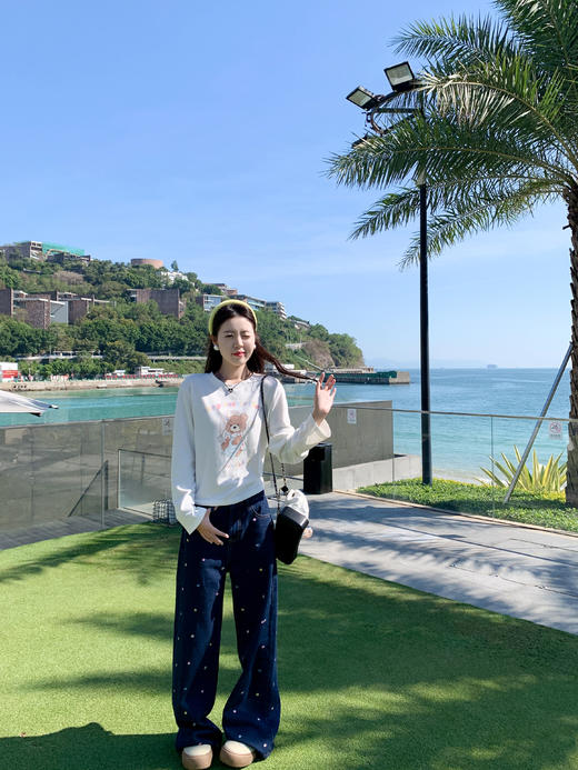 【149元任选2件】 现货！小熊印花宽松长袖T恤 商品图8