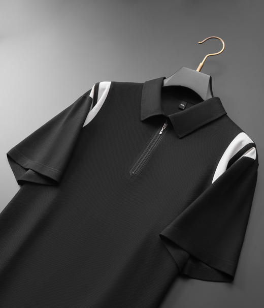 【桑蚕丝亚麻】【DDA】大依优型大码拉链款短袖POLO衫翻领棉质商务休闲透气半袖夏季上衣 商品图3