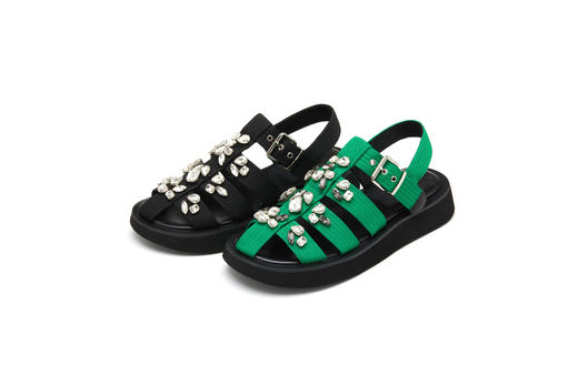 Westory年夏季新款编织休闲水钻平底凉鞋W22BG61191 商品图0