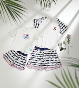 【亲子莫代尔】SCHIESSER德国舒雅儿童女童夏日海洋系列莫代尔短袖短裤套装3F/24332H