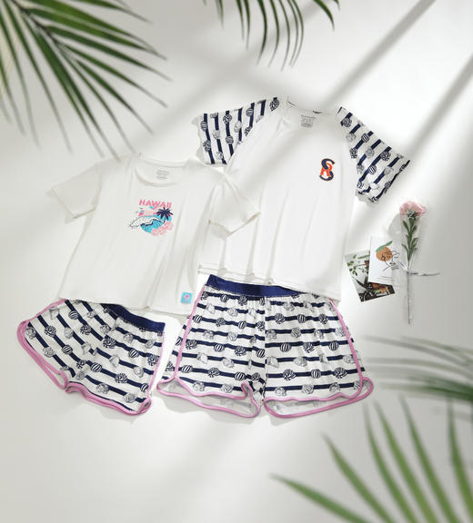 【亲子莫代尔】亲子款 SCHIESSER德国舒雅女士夏日海洋系列莫代尔短袖短裤套装31/24333H 商品图10