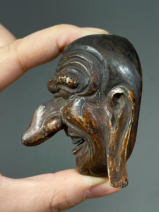 木雕髹漆戏偶罗汉头像，顺丰包邮 商品图1