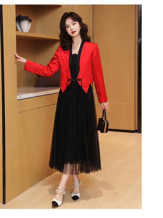 法式小香风上衣新中式风气质复古撞色设计盘扣套装HBLJRA785 商品图0