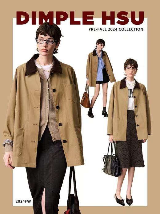 复古订制新疆棉拼接领一手长外套风衣 商品图0