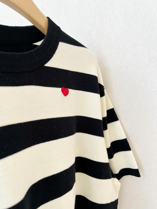 【条纹控】噢蜜ooomeooo爱心刺绣宽条纹T 商品图5