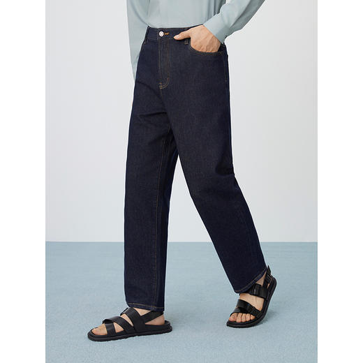 【不易褪色】GXG男装 深蓝直筒牛仔裤通勤男士长裤 2025春季热卖 商品图2