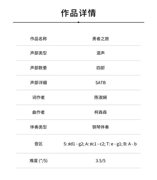 勇者之旅（柯森森 曲）混声四部和钢琴 正版合唱乐谱「本作品已支持自助发谱 首次下单请注册会员 详询客服」 商品图1