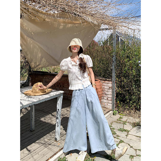 <曾小咸推荐>甜美泡泡短袖娃娃衬衫上衣 商品图2