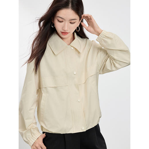 【年货节】熙世界工装风夹克外套女短款2025春装新款小个子休闲宽松翻领上衣 商品图4