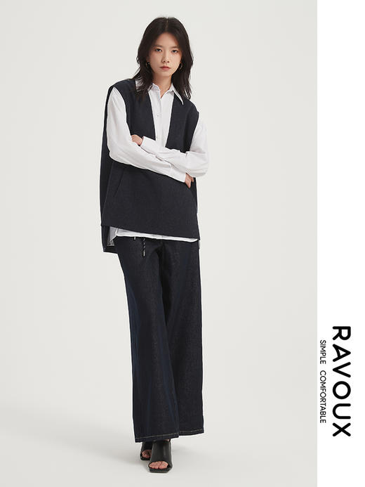 271199908原色阔腿牛仔裤 商品图0