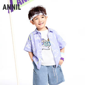 男童翻领短袖上衣夏季新款安奈儿童装实体店同款XB521602