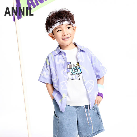 男童翻领短袖上衣夏季新款安奈儿童装实体店同款XB521602 商品图0
