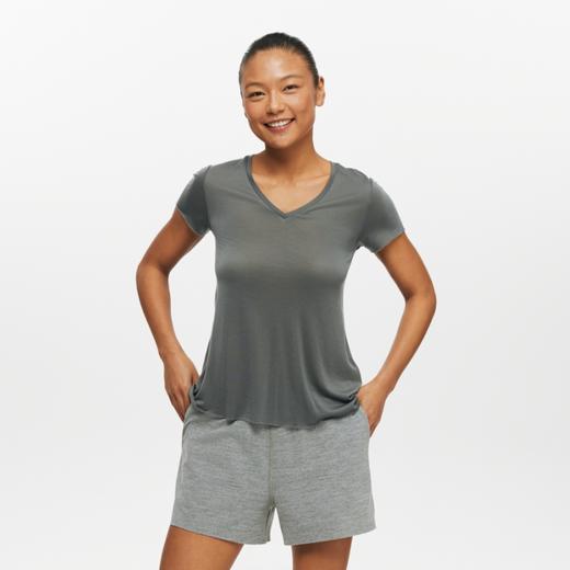 oneup兰精天丝V领短袖散口T恤 商品图2