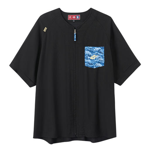 ONIARAI/鬼洗25春夏新品泥棒蓝腾鲤绣花短袖衬衫男式宽松衬衫 N740028 商品图3