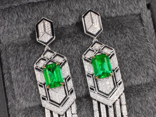 2.88ct刻面祖母绿耳坠 商品图1