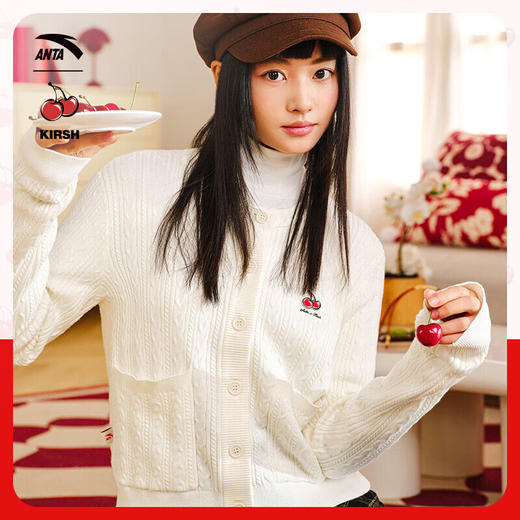 安踏（ANTA）x KIRSH联名 女冬季新款樱桃毛衫编织衫圆领套头针织衫162518752 商品图1